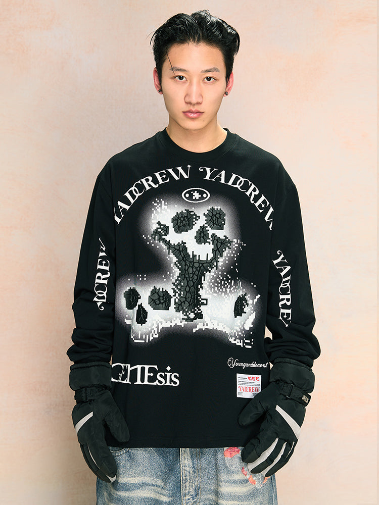 YADcrew Skeleton Print Long Sleeve Tee
