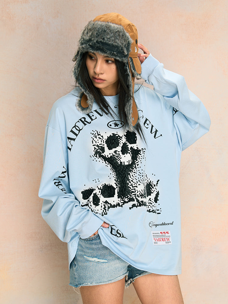 YADcrew Skeleton Print Long Sleeve Tee