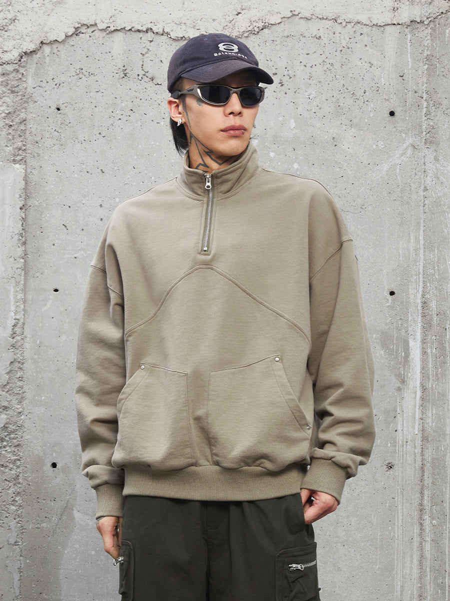 F2CE Stand Up Collar Half Zipper Sweatshirt