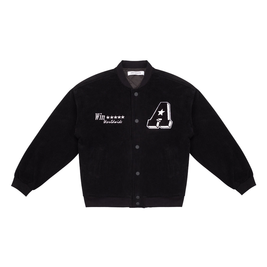 ANTIDOTE 90210 Embroidered Corduroy Varsity Jacket | Face 3 Face