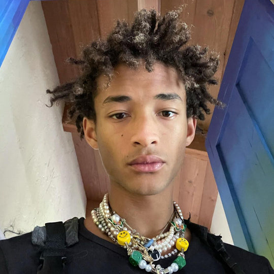 SALUTE *EVAE+ MOB Dice Skull Pearl Smiley Face Necklace | Face 3 Face