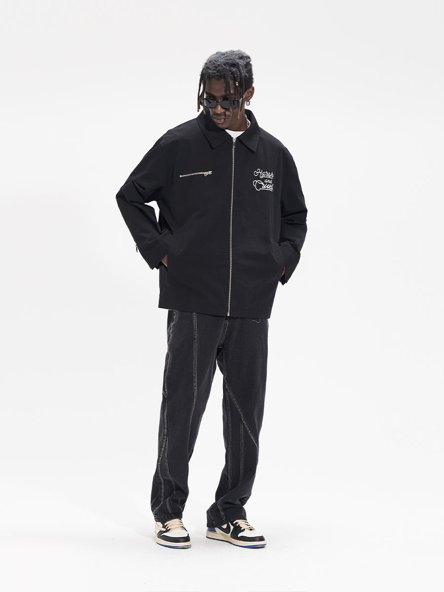 Harsh and Cruel Flower Body Lettering Love Embroidery Jacket | Face 3 Face