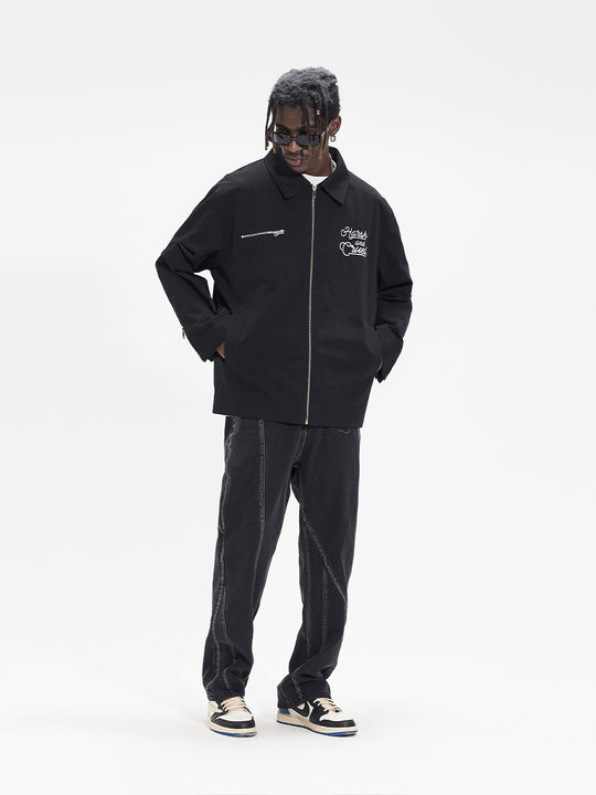 Harsh and Cruel Flower Body Lettering Love Embroidery Jacket | Face 3 Face