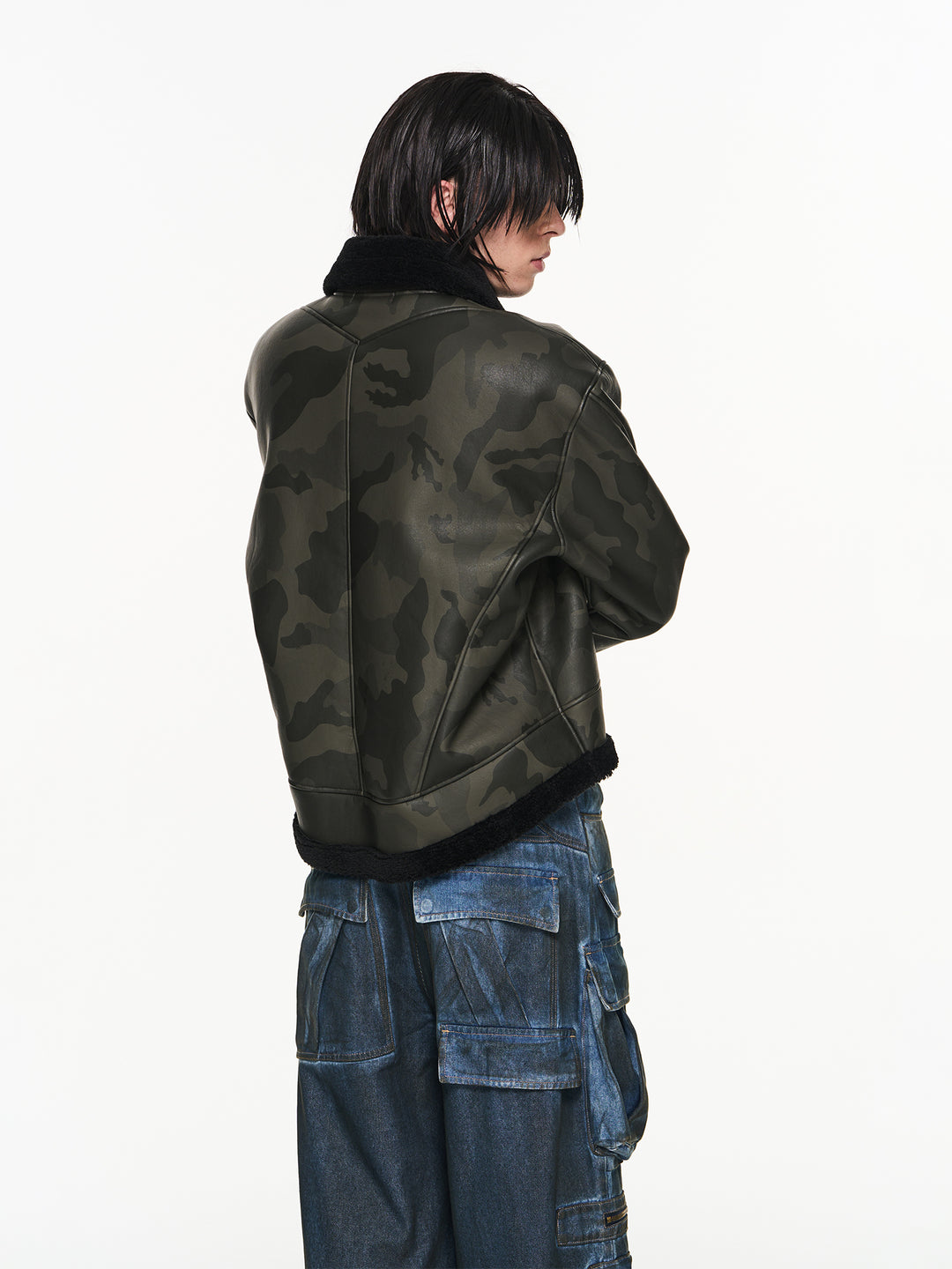 BLIND NO PLAN Camouflage Lambswool Short Jacket