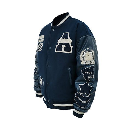 ANTIDOTE Multi Label Patchwork Baseball Jacket