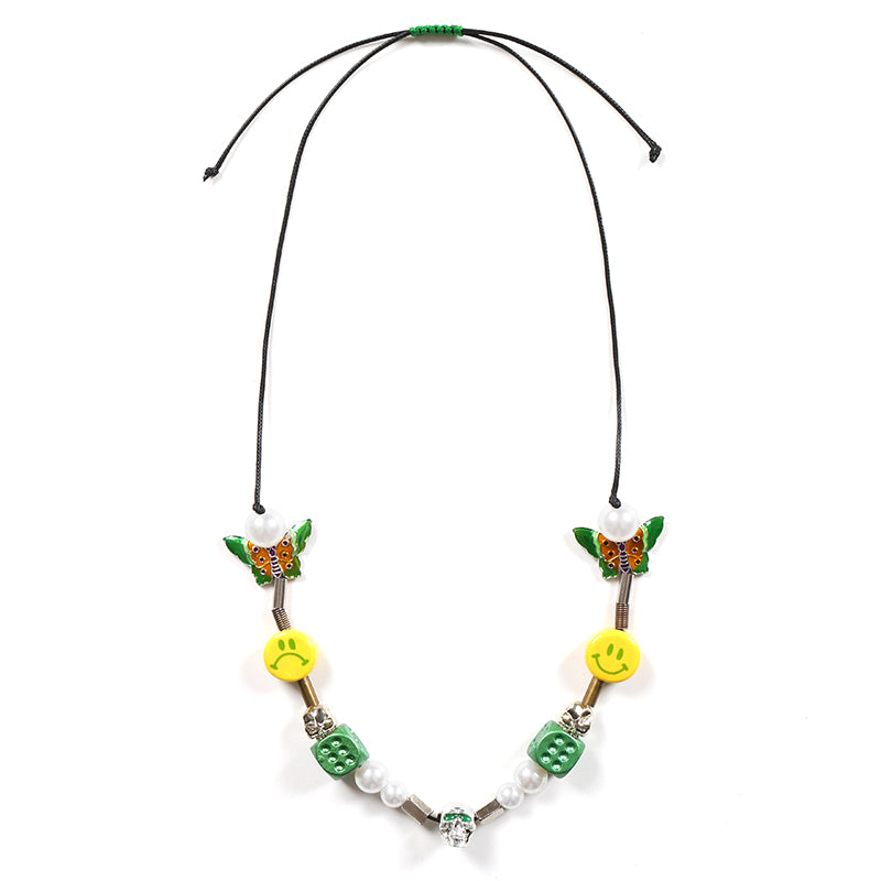 SALUTE *EVAE+ MOB Dice Skull Pearl Smiley Face Necklace | Face 3 Face