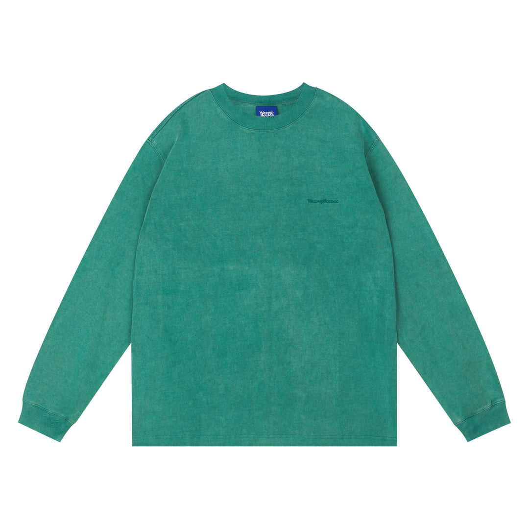 Wassup House Washed Faded Logo Long Sleeved Tee