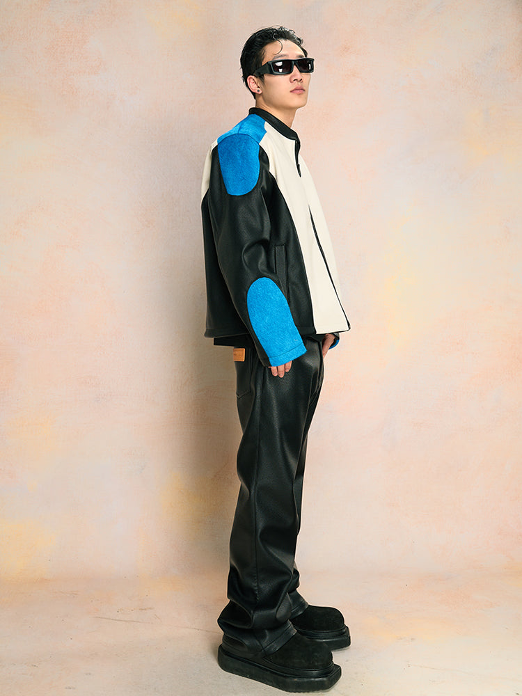 YADcrew Mink Fur Leather Biker Racing Jacket