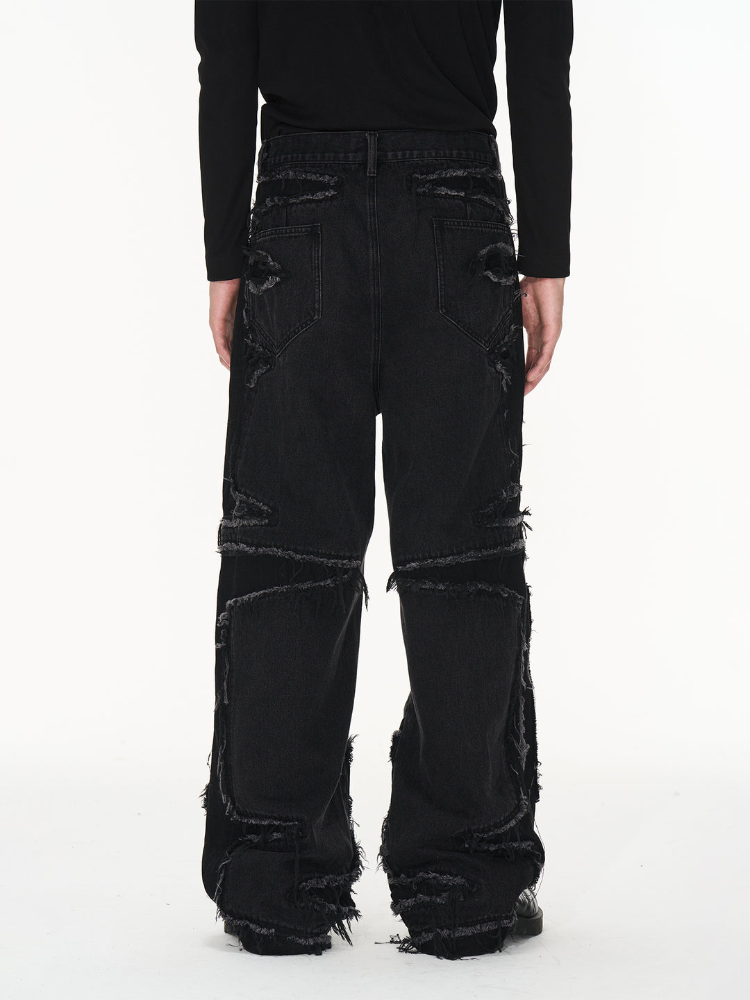 BLIND NO PLAN Raw Edge Split Wash Denim Jeans