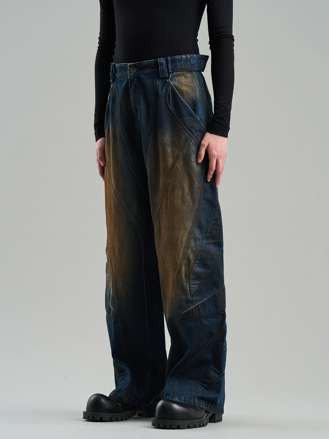 BLIND NO PLAN Mud Stained & Rusted Denim Jeans