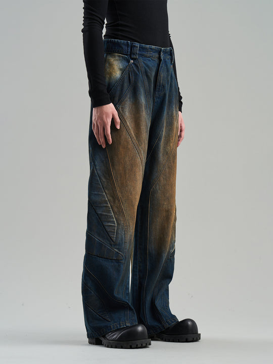 BLIND NO PLAN Mud Stained & Rusted Denim Jeans