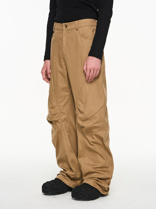 BLIND NO PLAN Shaped Pinch Pleat 3D Straight Leg Work Pants