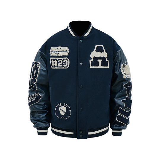 ANTIDOTE Multi Label Patchwork Baseball Jacket