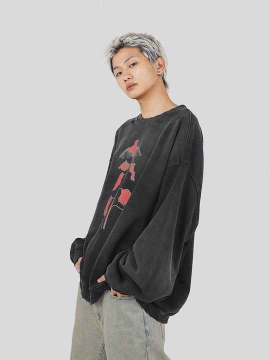 UNDERWATER Wormhole Destruction Alive Printed Faded Sweatshirt