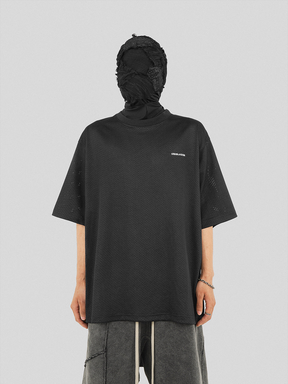 UNDERWATER Number 7 Cracked Aged Printed Mesh Jersey Tee