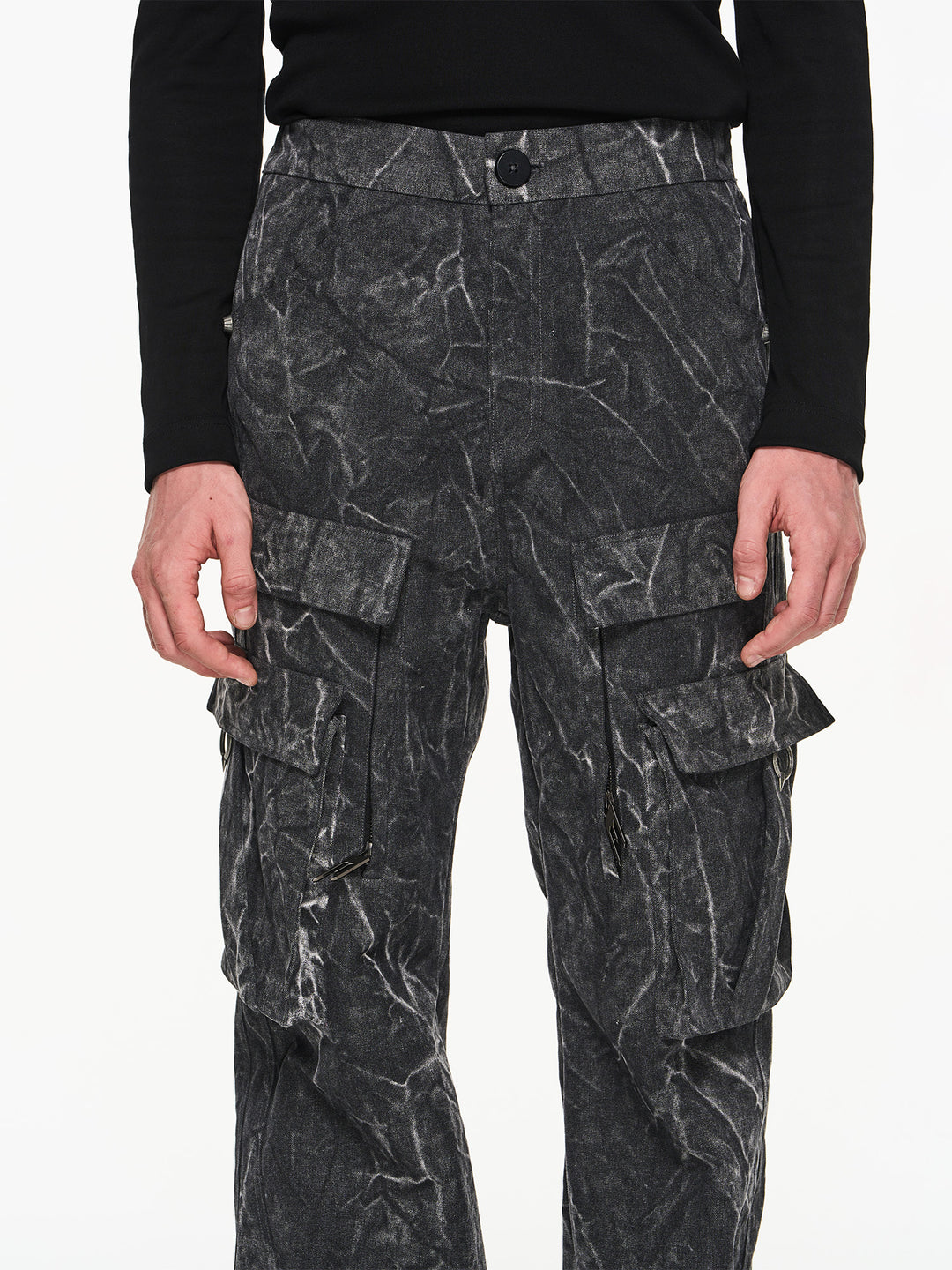 BLIND NO PLAN Psychedelic Washed Pockets Heavy Metal Pieces Workwear Pants