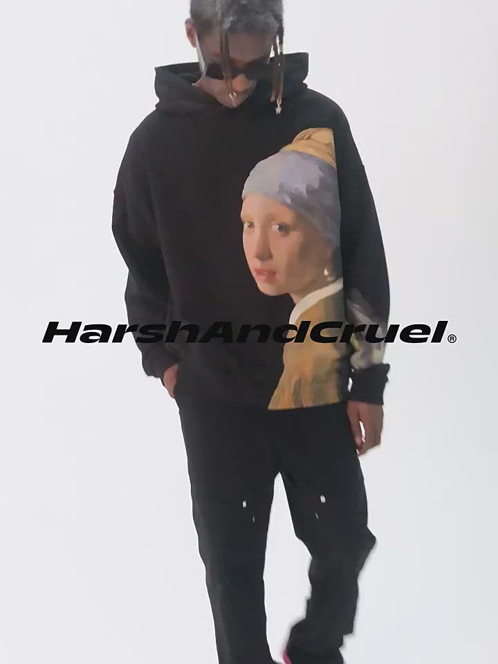 Harsh and Cruel The Girl With The Pearl Earring Printed Hoodie