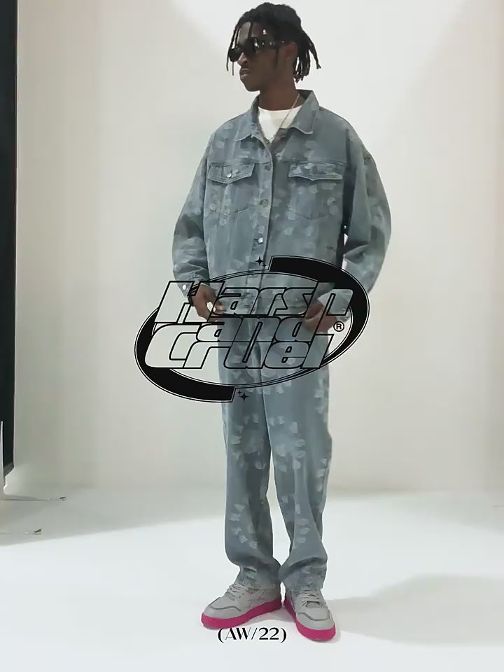 Harsh and Cruel 3D Circles All Over Denim Jacket