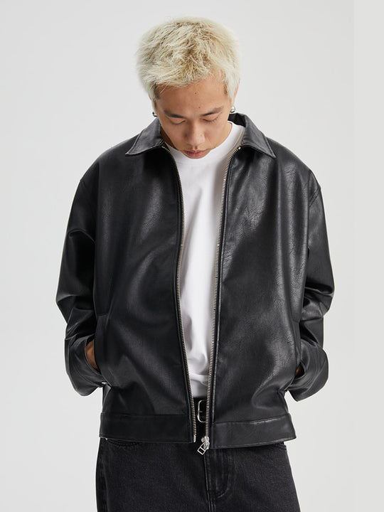 Wassup House Basic Zipper Leather Jacket