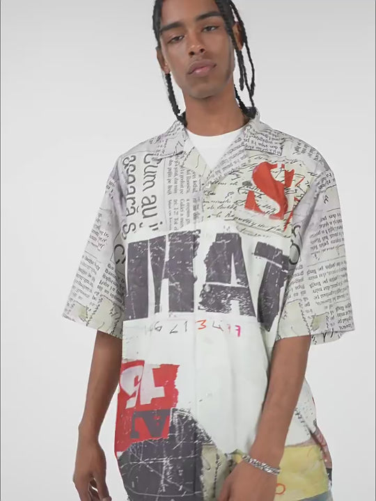 Harsh and Cruel Newspaper Full Print Cuban Shirt