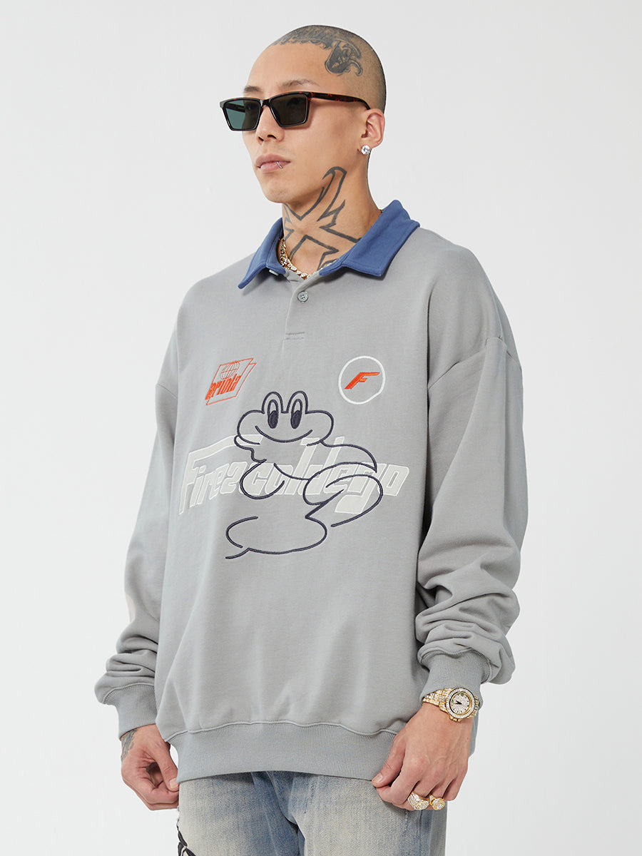 F2CE Fire 2 Cold Ego LOGO Vintage Print Polo Sweatshirts | Face 3 Face