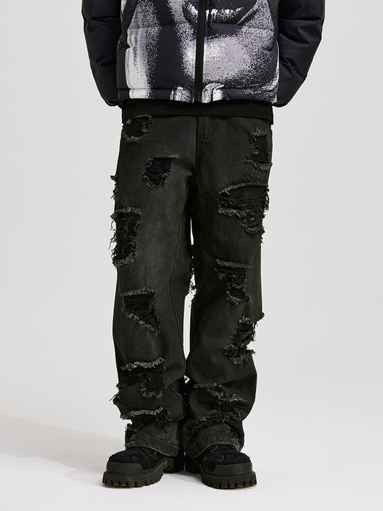 ANTIDOTE Damaged Spray Colored Denim Jeans