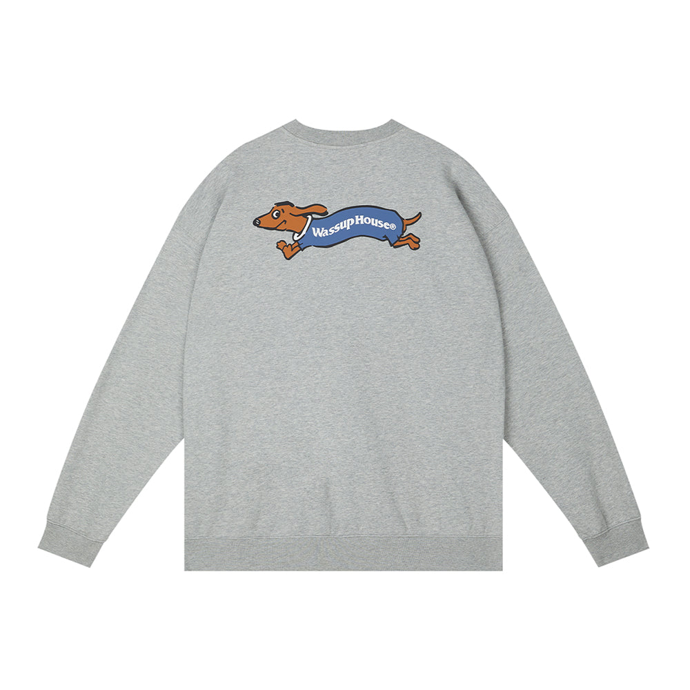 Wassup House Dachshund Running Printed Sweatshirt