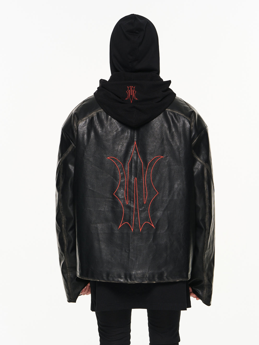 BLIND NO PLAN Distressed Stitching Leather Jacket