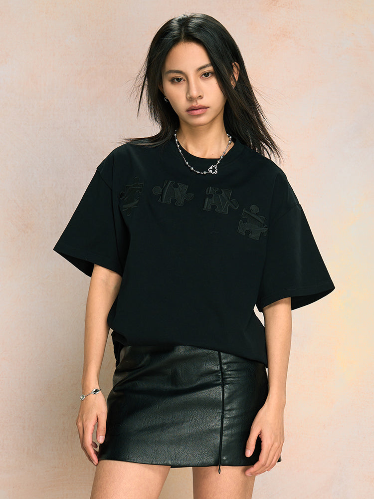 YADcrew Jigsaw 3D Texture Embroidery Tee