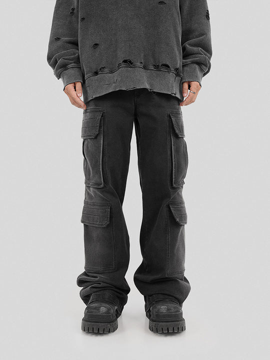 UNDERWATER Gradient 3D Patch Pockets Denim Jeans