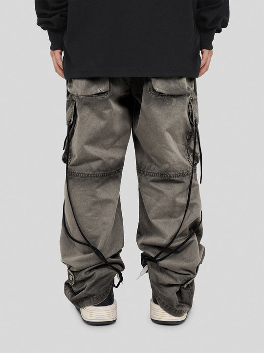 UNDERWATER Washed Multi Pocket Adjustable Cargo Work Pants