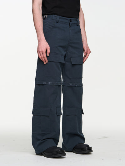 BLIND NO PLAN Two Tone Pocket Removable Logo Embroidered Work Pants