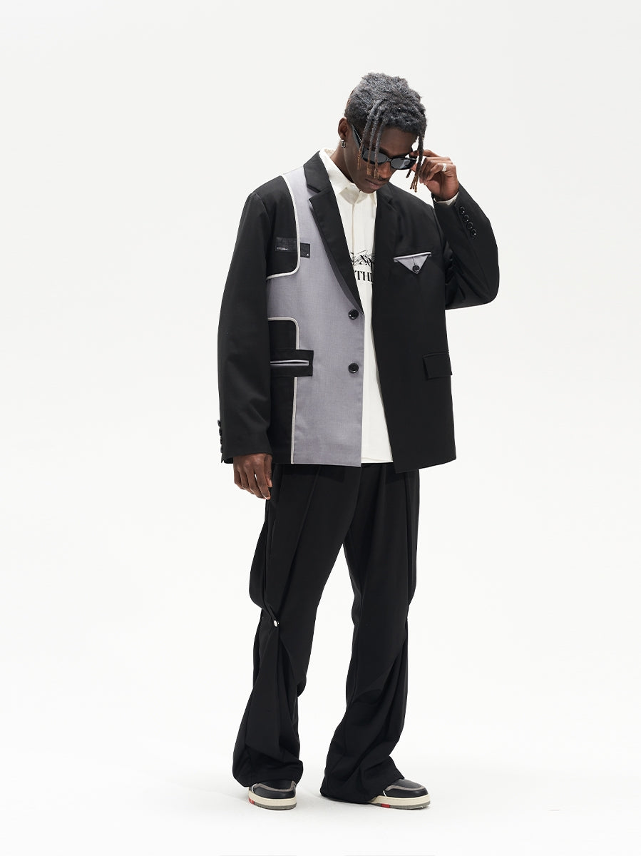 Harsh and Cruel Deconstructed Reversal Stitching Contrast Suit Jacket | Face 3 Face