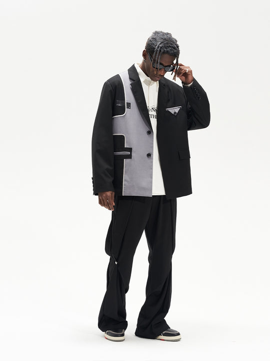 Harsh and Cruel Deconstructed Reversal Stitching Contrast Suit Jacket | Face 3 Face