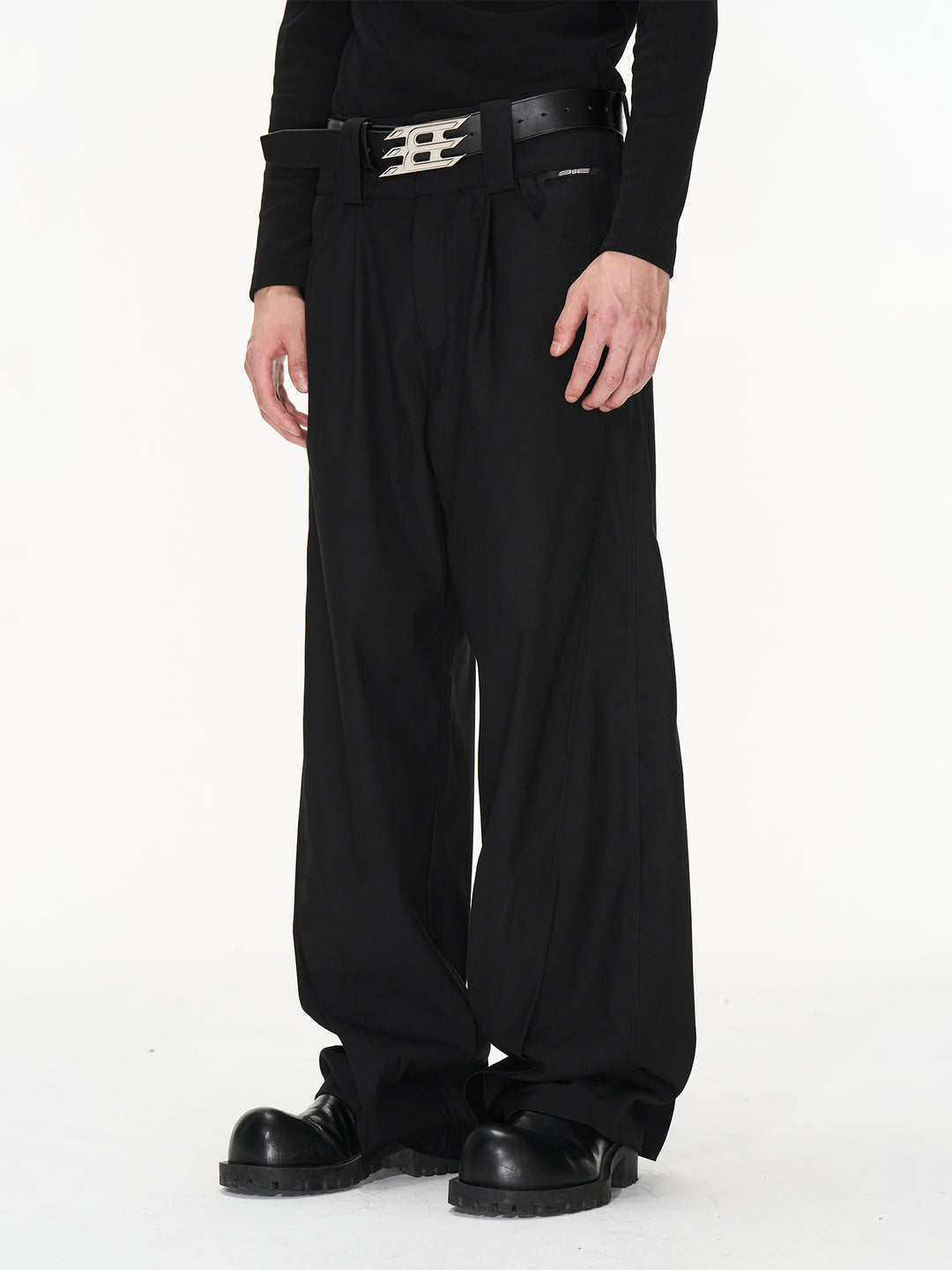 BLIND NO PLAN Wide Waisted Contour Suit Pants