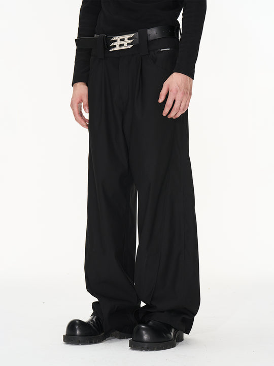 BLIND NO PLAN Wide Waisted Contour Suit Pants