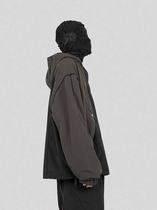 UNDERWATER Color Blocking Mesh Patchwork Punching Jacket