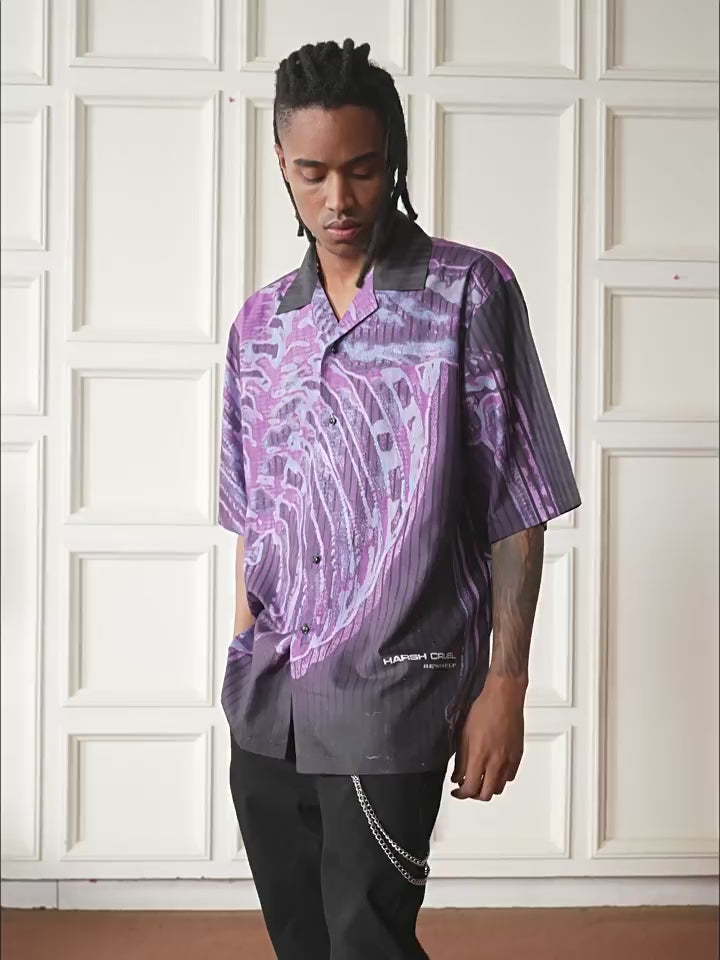 Harsh and Cruel Cyber Skeleton Full Print Cuban Shirt