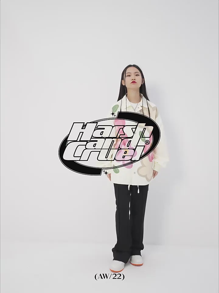 Harsh and Cruel Handpainted Cartoon Flowers Coach Jacket