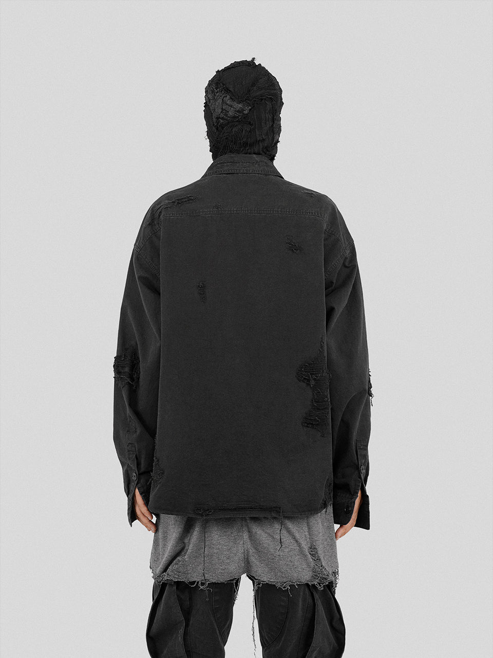 UNDERWATER Sand Washed Destroyed Needle Embroidery Shirt Jacket