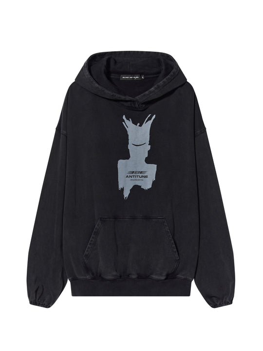 BLIND NO PLAN Patterned Printed Washed Hoodie