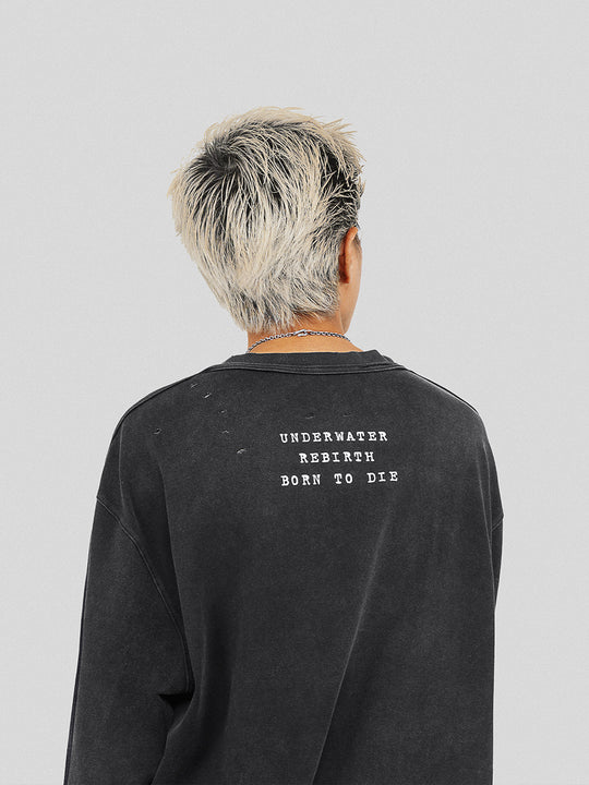 UNDERWATER Cemetery Printed Long Sleeve Tee