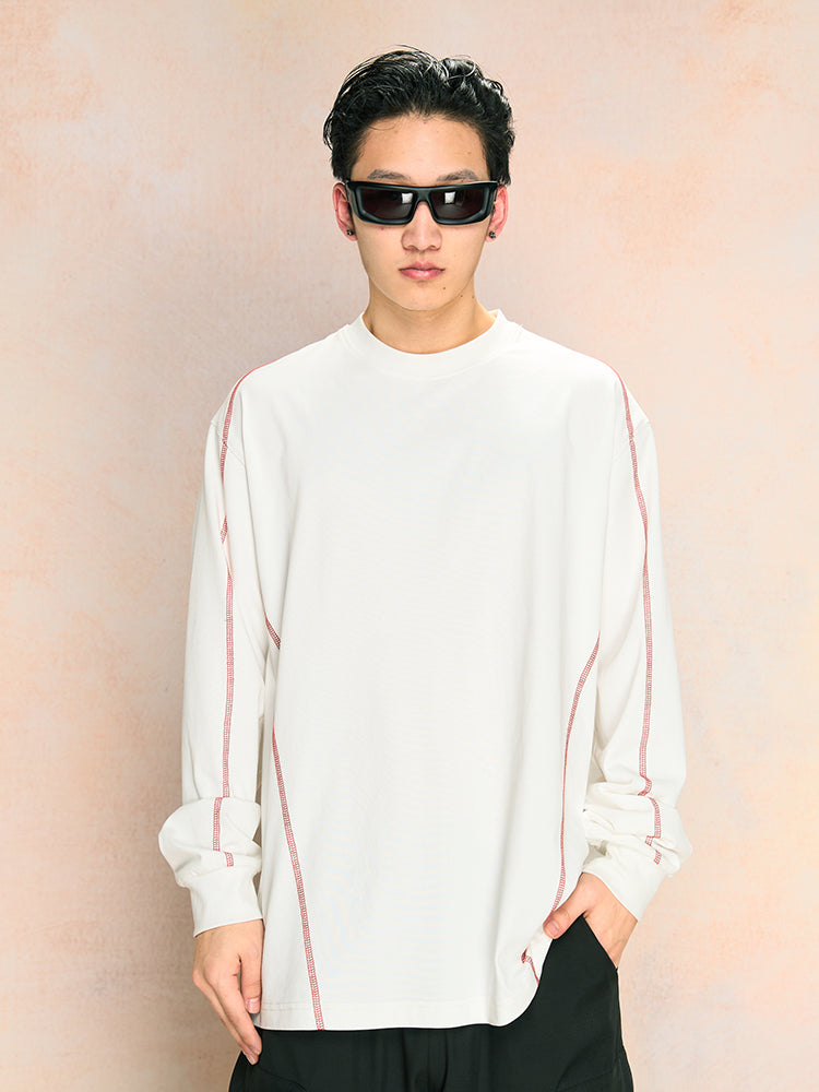 YADcrew Decorative Line Functional Long Sleeve Tee