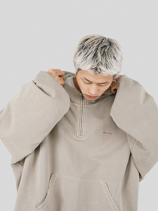 UNDERWATER Batik Elevated Half Zip Embroidery Hoodie