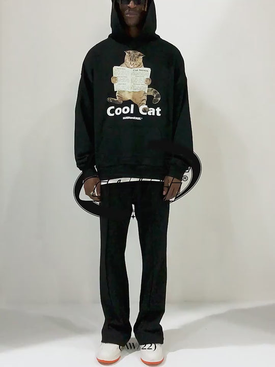 Harsh and Cruel Cool Cat Printed Hoodie