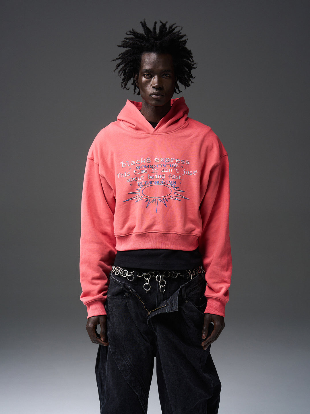 BLIND NO PLAN x BLACK8 Direct Print Short Hoodie