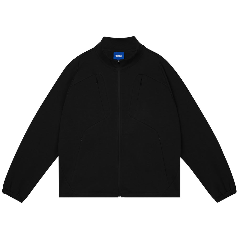 Wassup House Patchwork Deconstruction Zipper Sweater Jacket