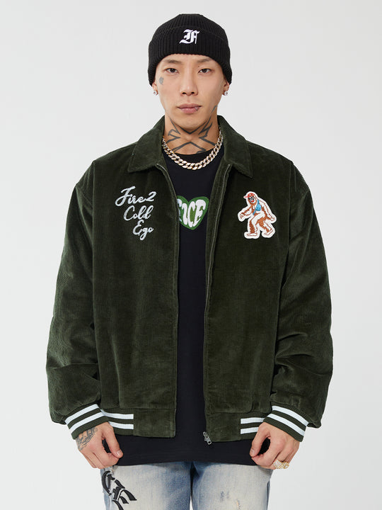 F2CE Embroidered Corduroy Varsity Jacket | Face 3 Face