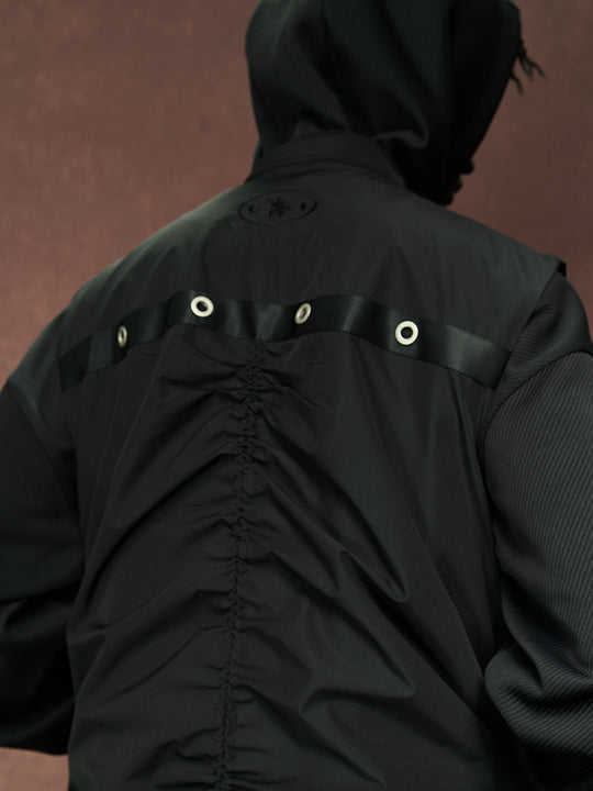 YADcrew Drawstring Pleated Sleeveless Vest