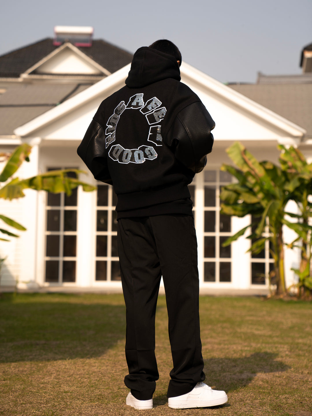 Winter jacket | Rhinestone Logo Varsity Jacket | Face 3 Face